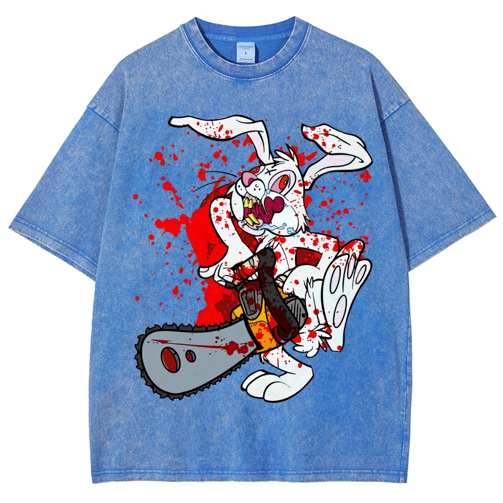 Chainsaw Killer Bunny Washed T-Shirt