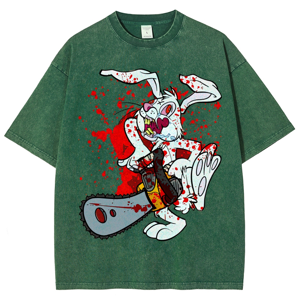 Chainsaw Killer Bunny Washed T-Shirt