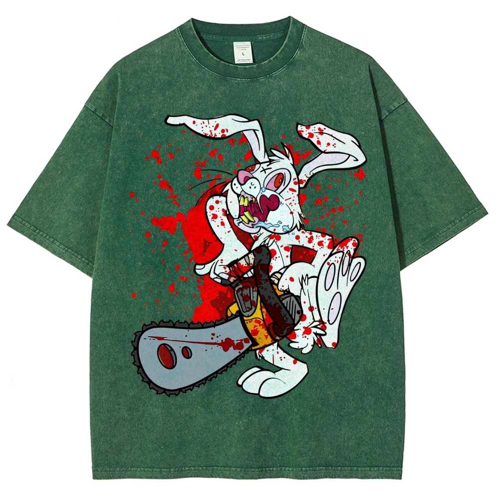 Chainsaw Killer Bunny Washed T-Shirt