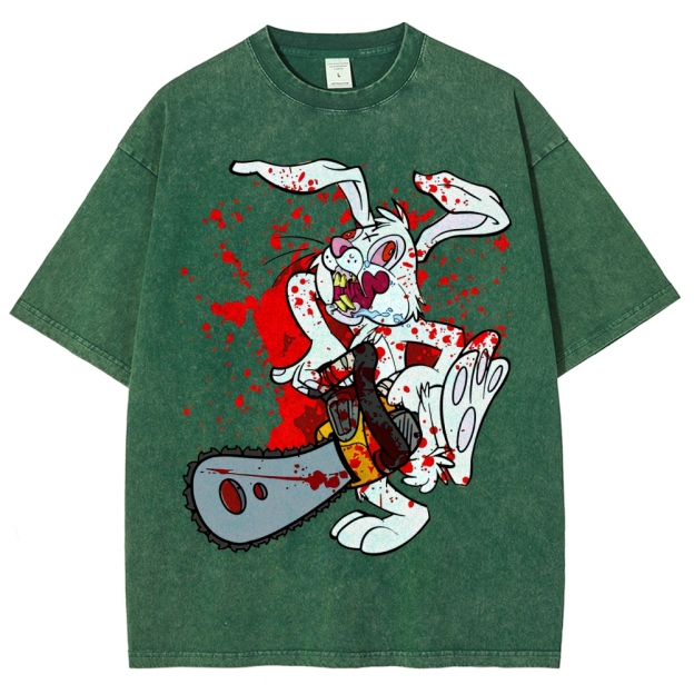 Chainsaw Killer Bunny Washed T-Shirt