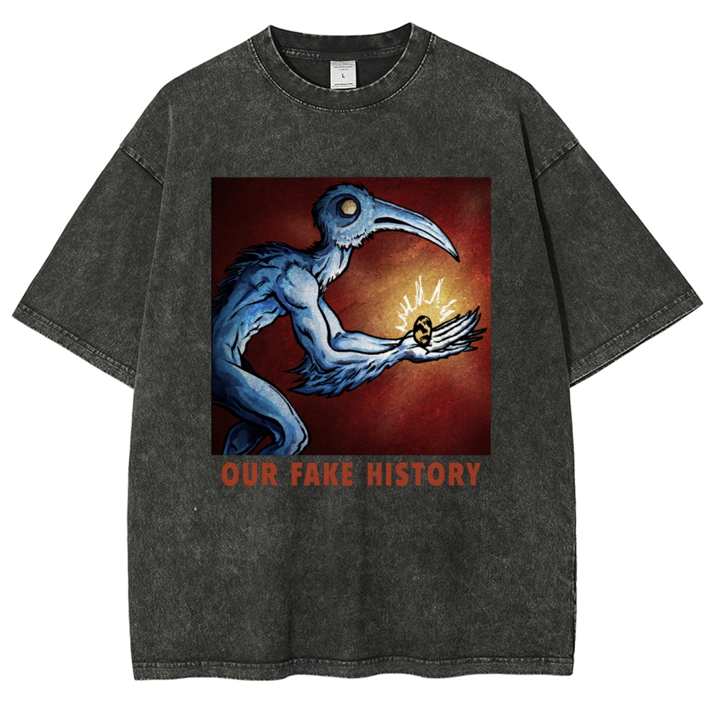 "Our Fake History" Blue Bird Creature Washed T-Shirt
