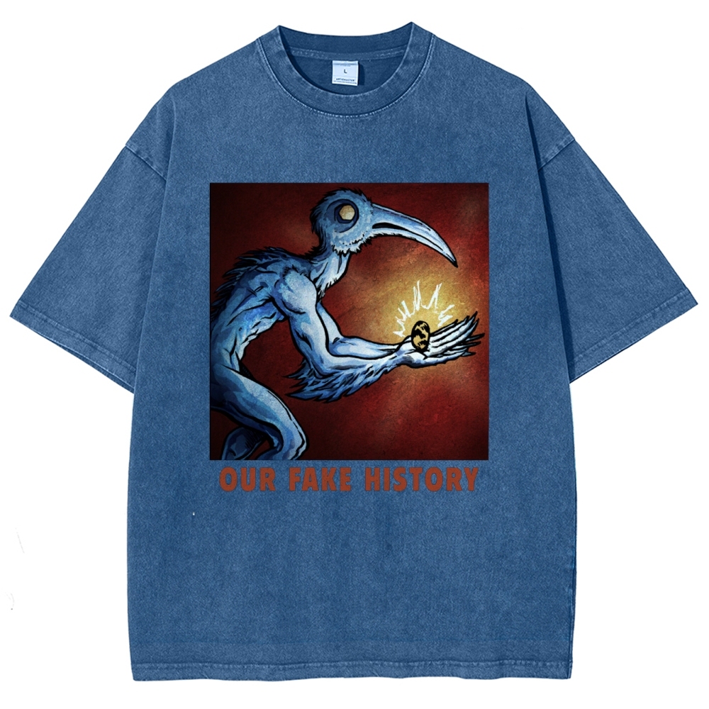 "Our Fake History" Blue Bird Creature Washed T-Shirt
