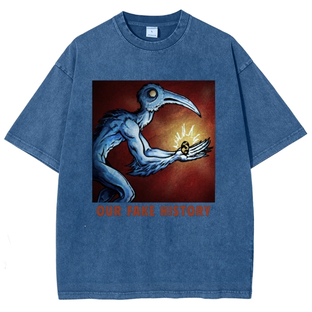 "Our Fake History" Blue Bird Creature Washed T-Shirt