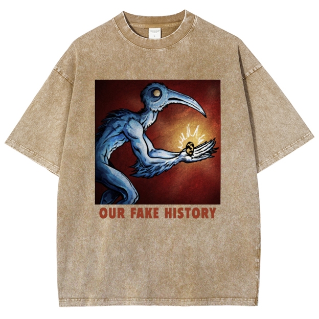 "Our Fake History" Blue Bird Creature Washed T-Shirt