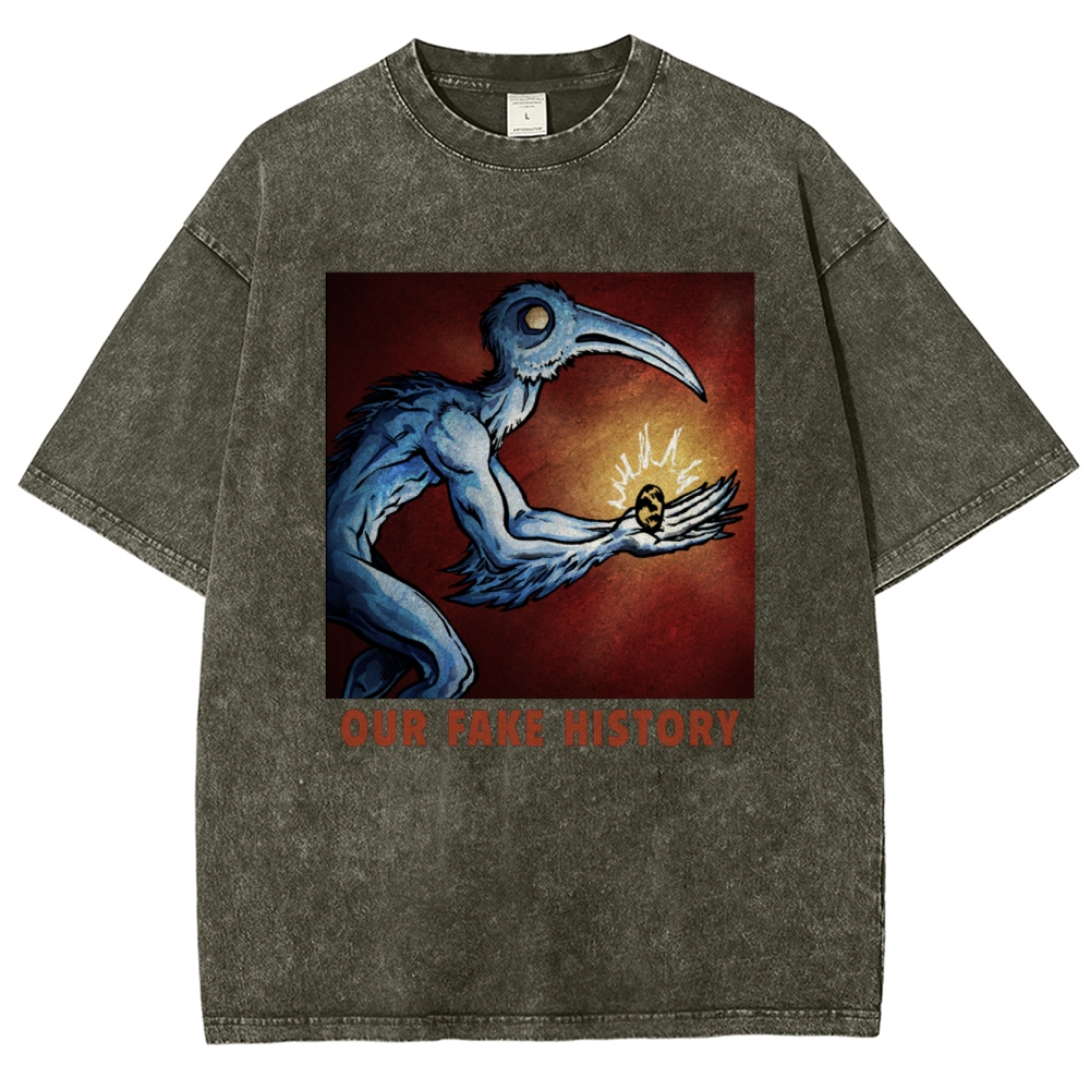 "Our Fake History" Blue Bird Creature Washed T-Shirt