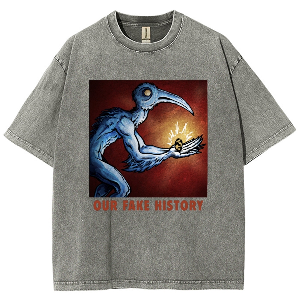"Our Fake History" Blue Bird Creature Washed T-Shirt