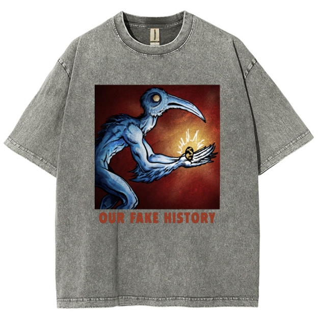 "Our Fake History" Blue Bird Creature Washed T-Shirt
