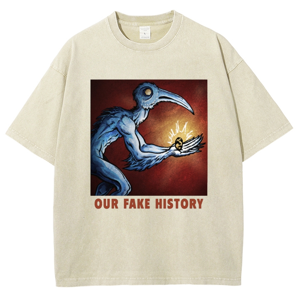 "Our Fake History" Blue Bird Creature Washed T-Shirt