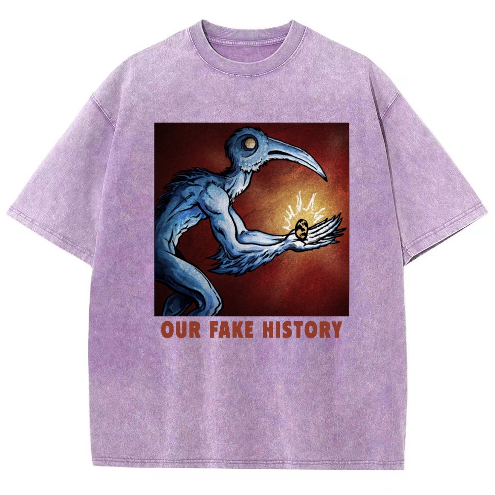 "Our Fake History" Blue Bird Creature Washed T-Shirt