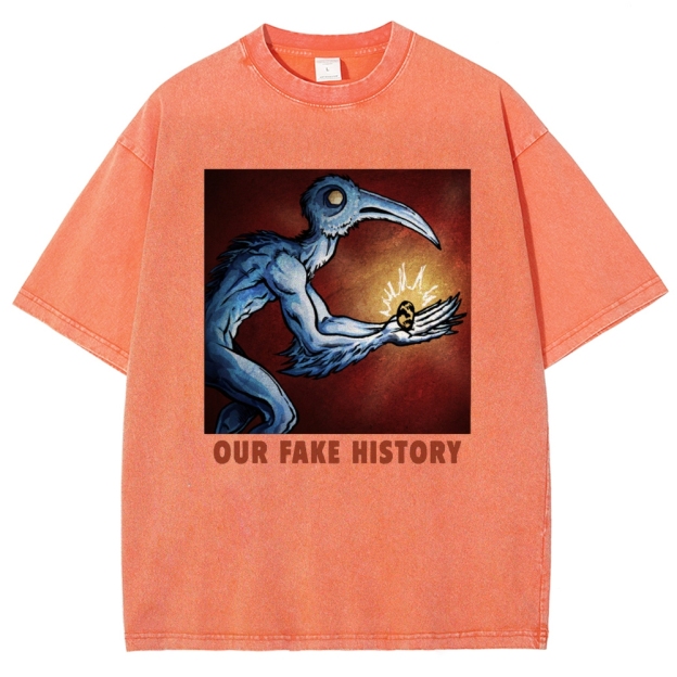 "Our Fake History" Blue Bird Creature Washed T-Shirt