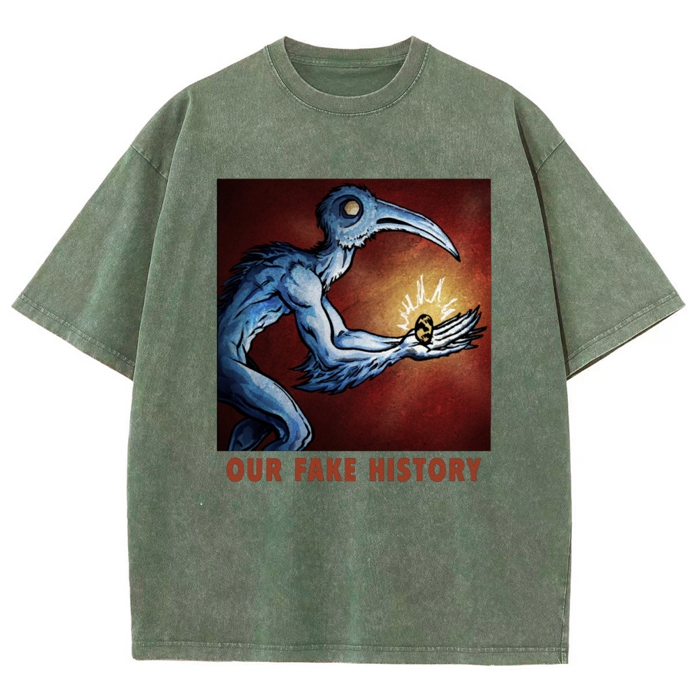 "Our Fake History" Blue Bird Creature Washed T-Shirt
