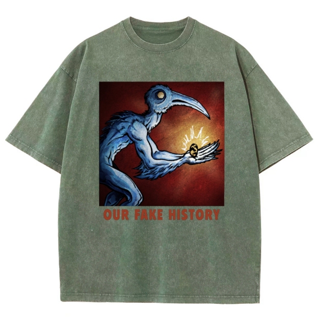 "Our Fake History" Blue Bird Creature Washed T-Shirt