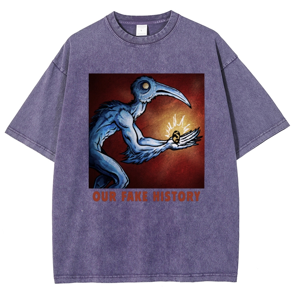 "Our Fake History" Blue Bird Creature Washed T-Shirt