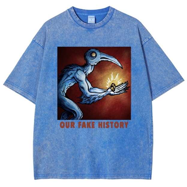 "Our Fake History" Blue Bird Creature Washed T-Shirt