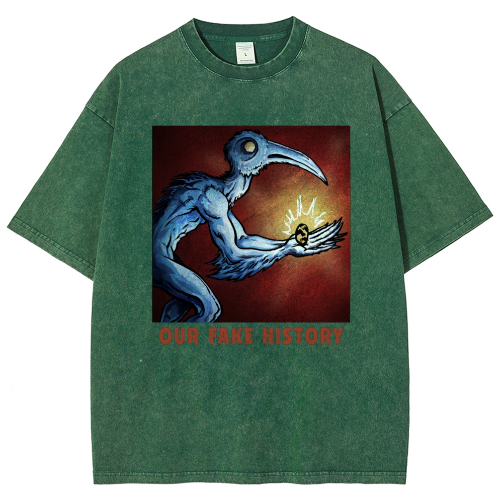 "Our Fake History" Blue Bird Creature Washed T-Shirt