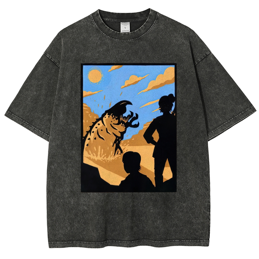 Desert Worm & Warrior Silhouette Washed T-Shirt