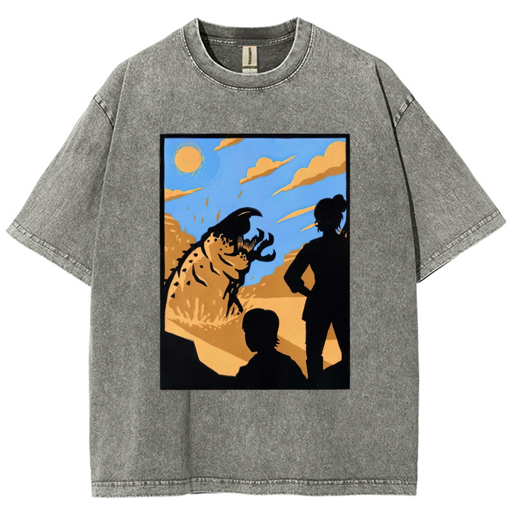 Desert Worm & Warrior Silhouette Washed T-Shirt