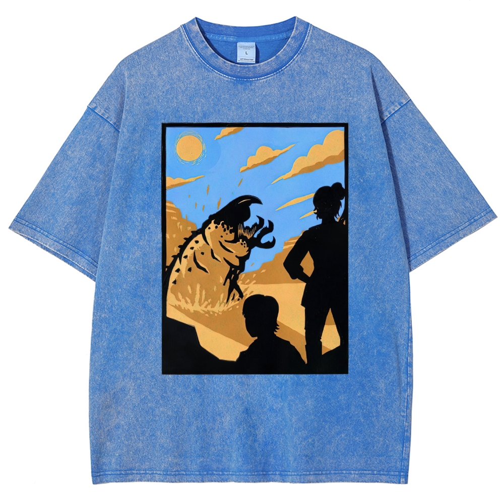 Desert Worm & Warrior Silhouette Washed T-Shirt