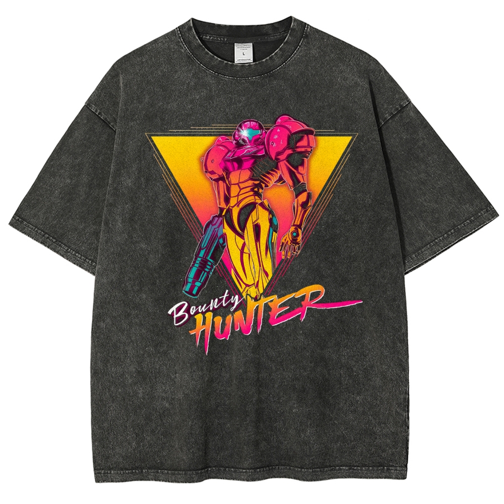 Synthwave Bounty Hunter Armor Washed T-Shirt