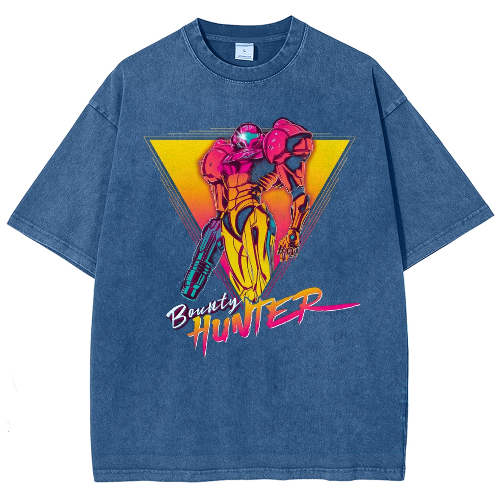 Synthwave Bounty Hunter Armor Washed T-Shirt