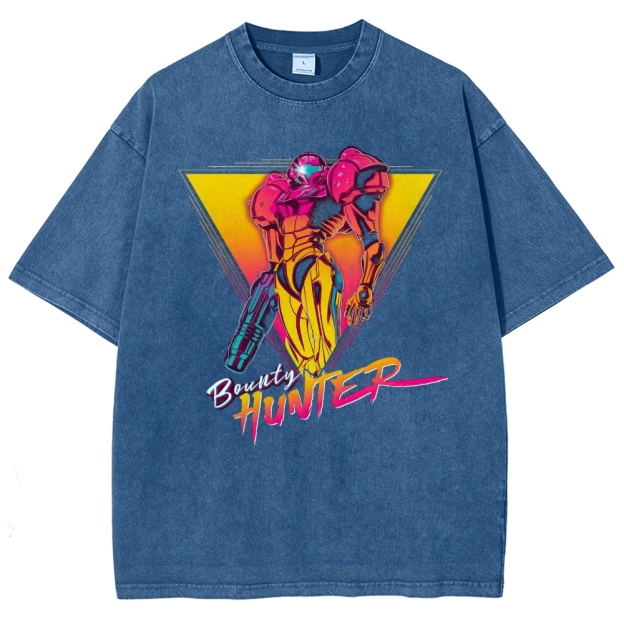 Synthwave Bounty Hunter Armor Washed T-Shirt