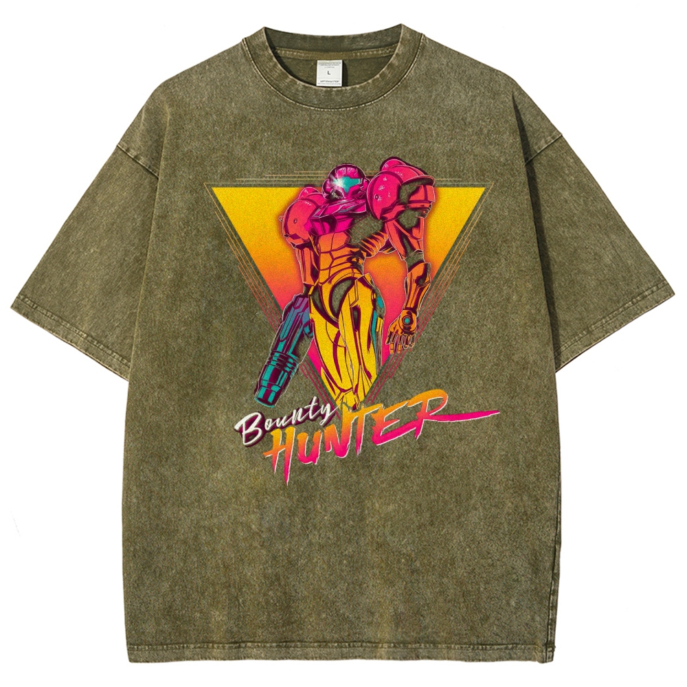 Synthwave Bounty Hunter Armor Washed T-Shirt