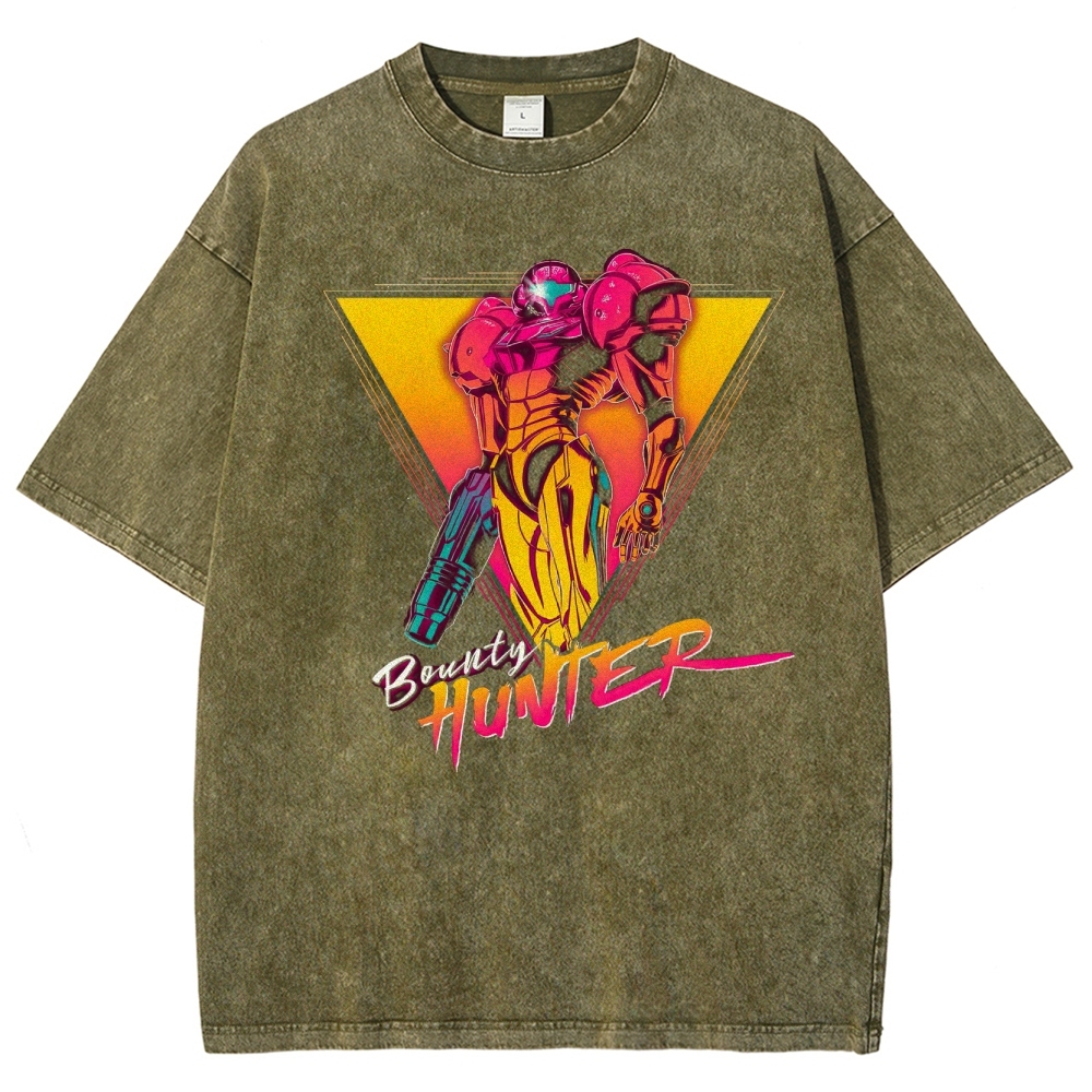 Synthwave Bounty Hunter Armor Washed T-Shirt