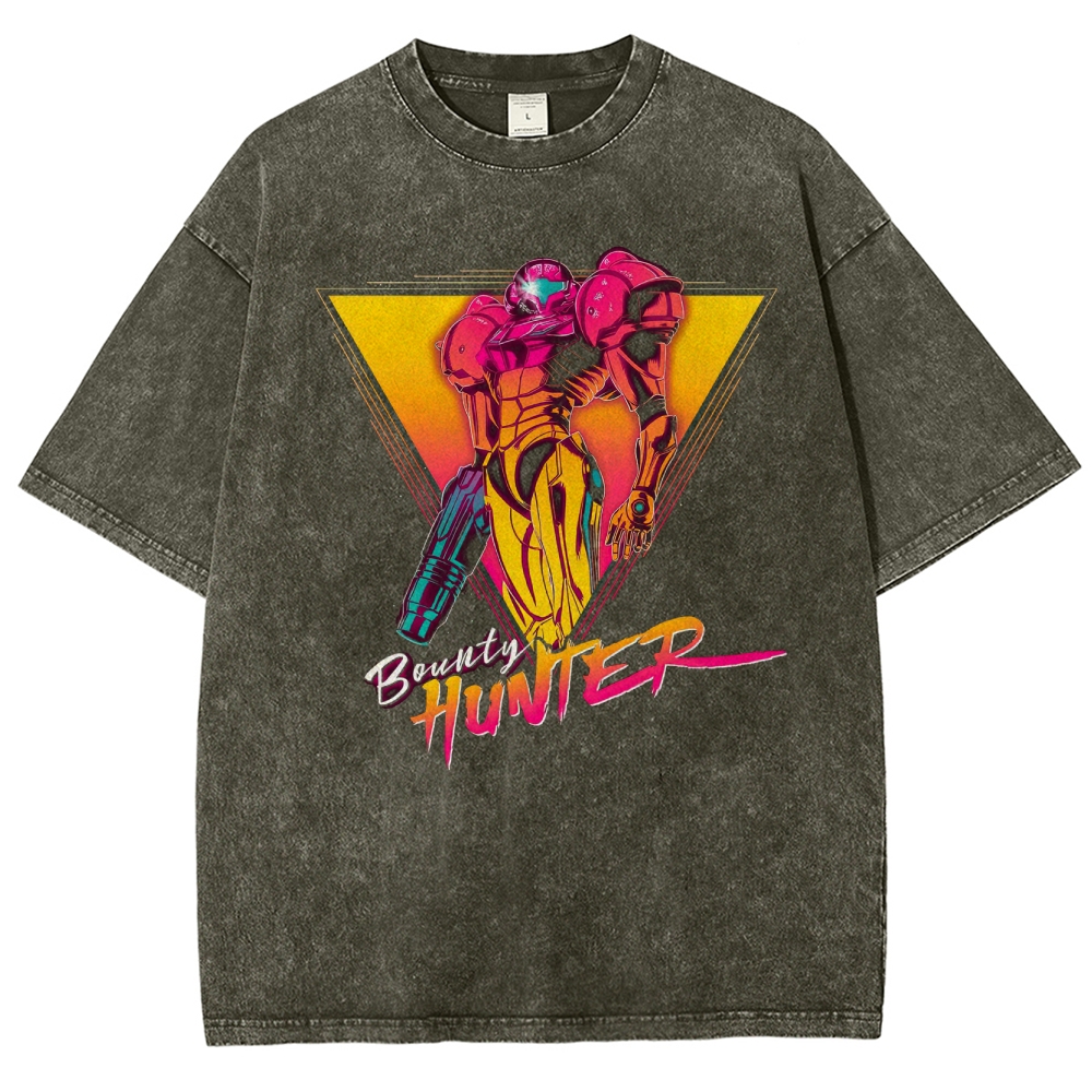 Synthwave Bounty Hunter Armor Washed T-Shirt