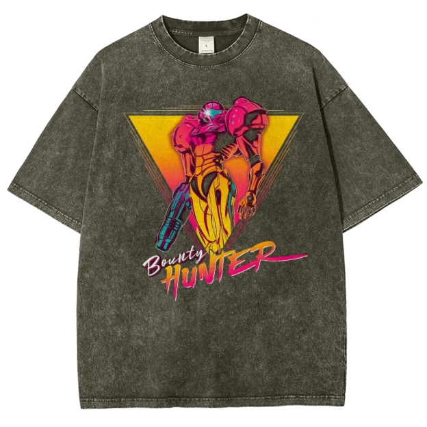 Synthwave Bounty Hunter Armor Washed T-Shirt