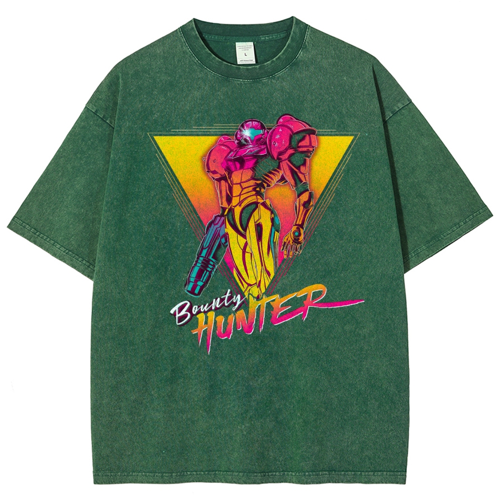 Synthwave Bounty Hunter Armor Washed T-Shirt