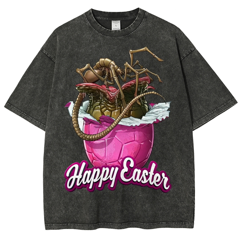"Happy Easter" Alien Parasite Egg Washed T-Shirt