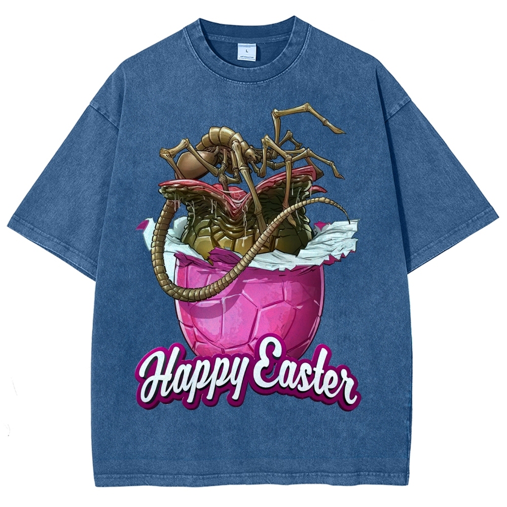 "Happy Easter" Alien Parasite Egg Washed T-Shirt