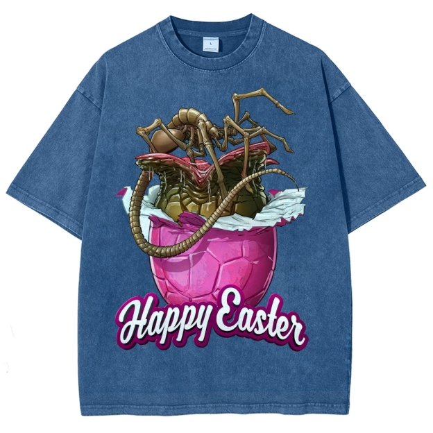 "Happy Easter" Alien Parasite Egg Washed T-Shirt