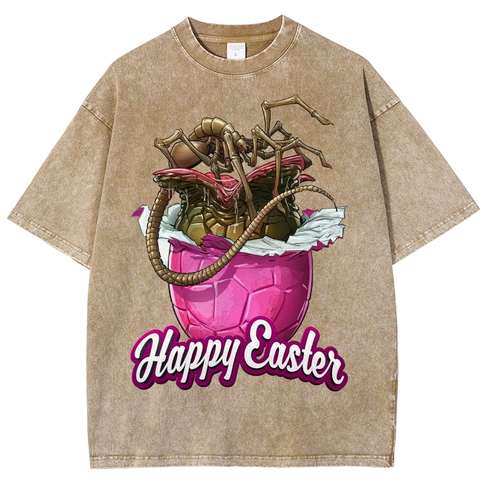 "Happy Easter" Alien Parasite Egg Washed T-Shirt