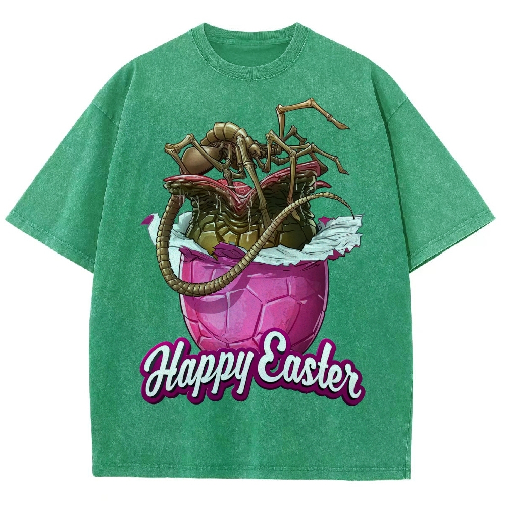 "Happy Easter" Alien Parasite Egg Washed T-Shirt