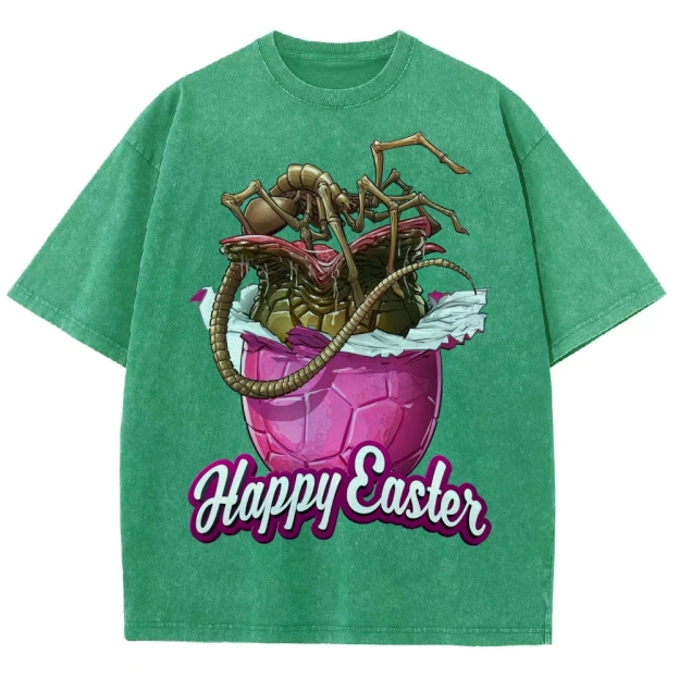 "Happy Easter" Alien Parasite Egg Washed T-Shirt