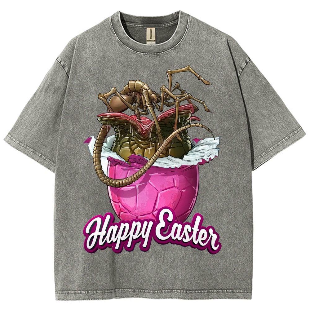 "Happy Easter" Alien Parasite Egg Washed T-Shirt