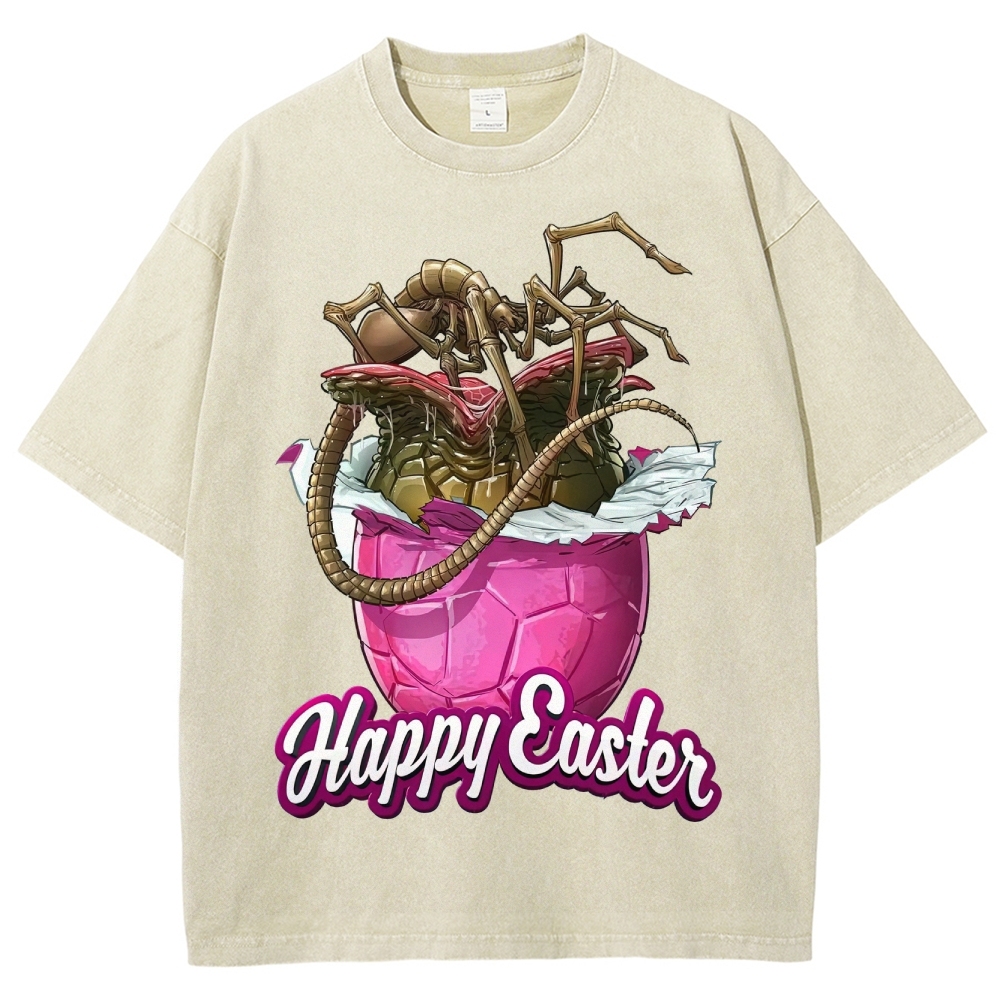 "Happy Easter" Alien Parasite Egg Washed T-Shirt