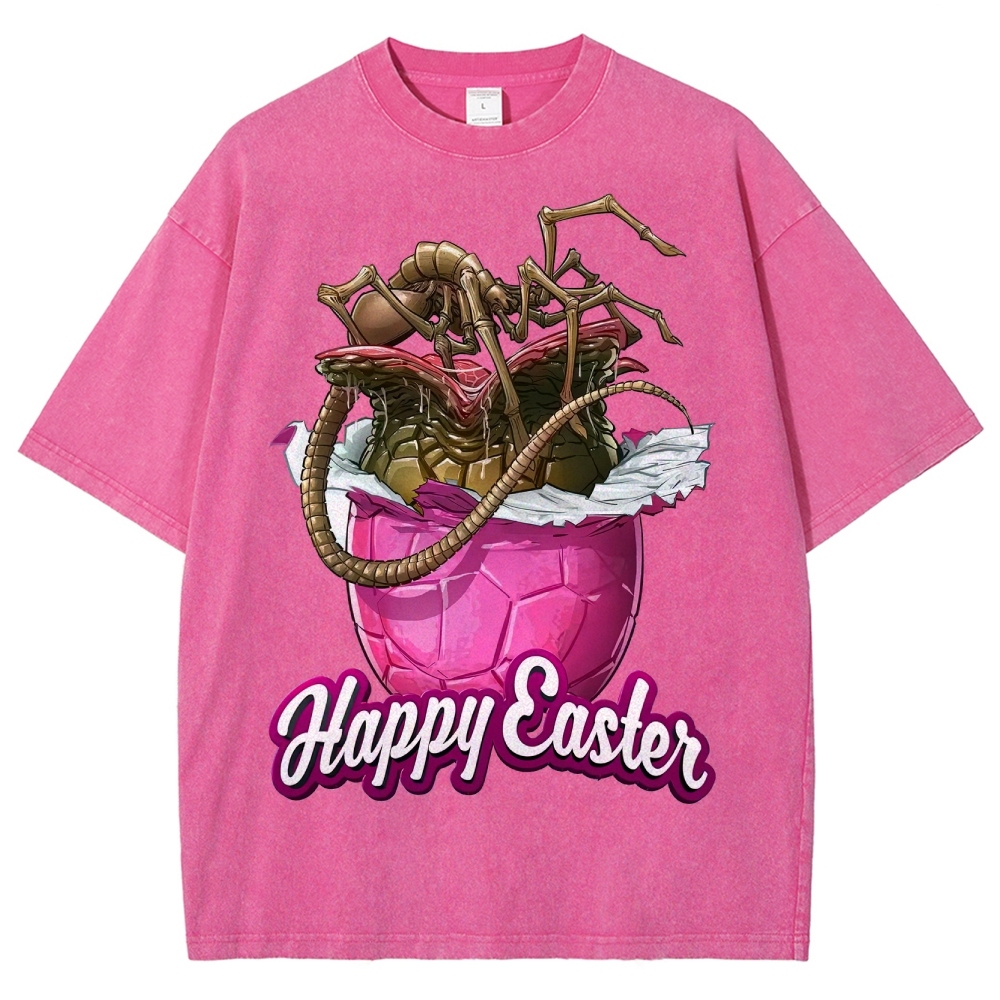 "Happy Easter" Alien Parasite Egg Washed T-Shirt