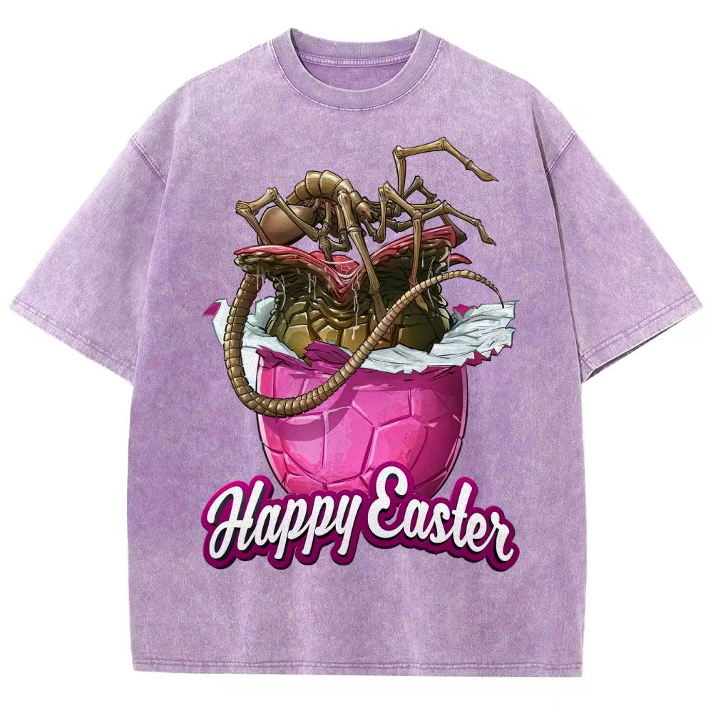 "Happy Easter" Alien Parasite Egg Washed T-Shirt