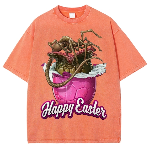 "Happy Easter" Alien Parasite Egg Washed T-Shirt