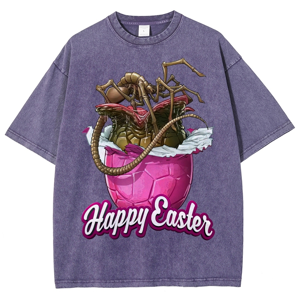 "Happy Easter" Alien Parasite Egg Washed T-Shirt