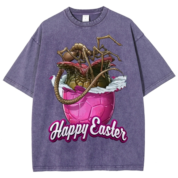 "Happy Easter" Alien Parasite Egg Washed T-Shirt