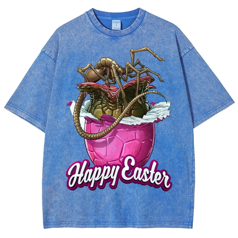 "Happy Easter" Alien Parasite Egg Washed T-Shirt