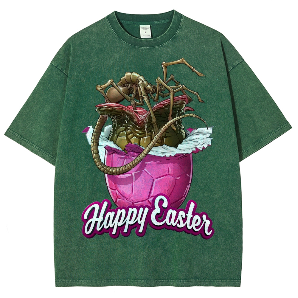 "Happy Easter" Alien Parasite Egg Washed T-Shirt