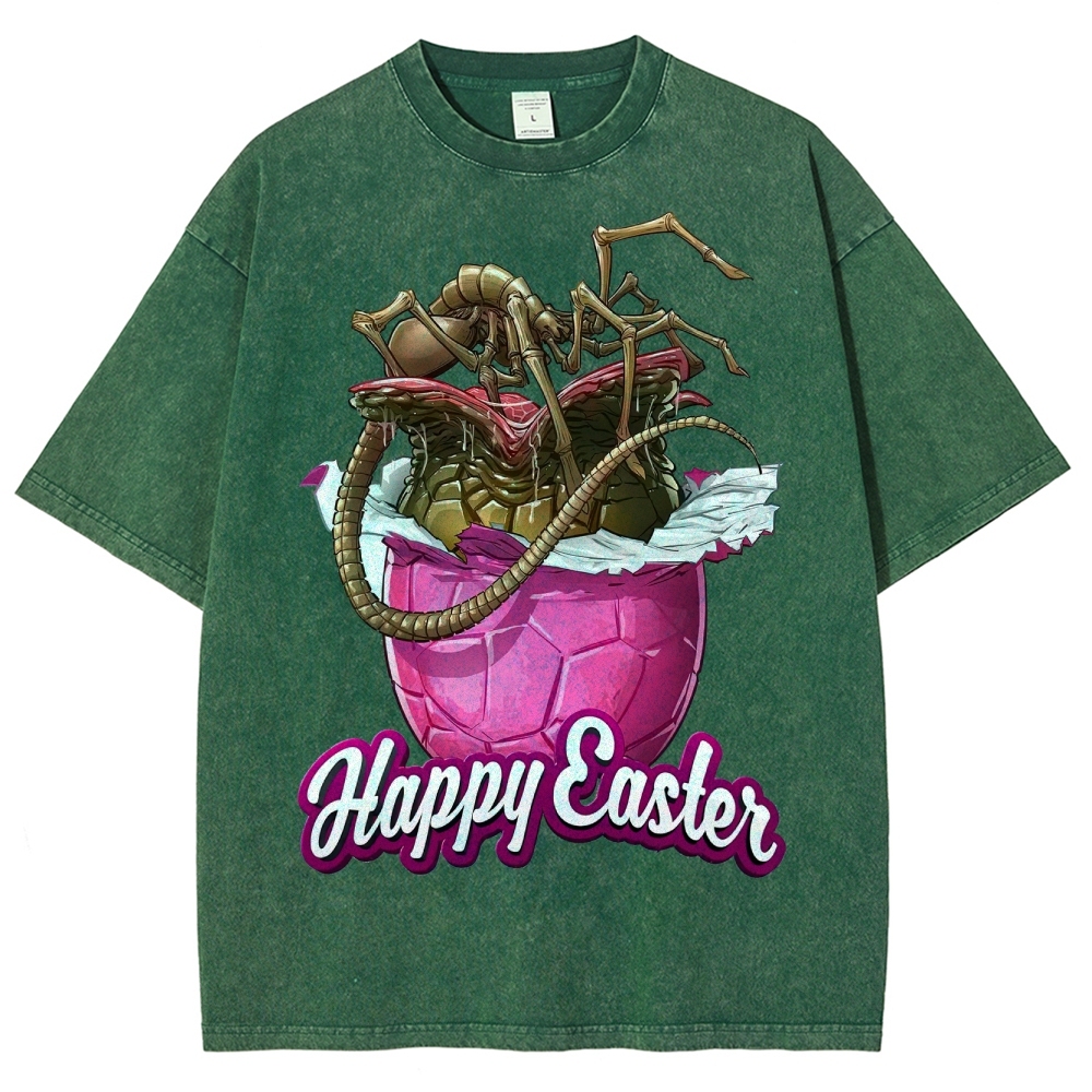 "Happy Easter" Alien Parasite Egg Washed T-Shirt