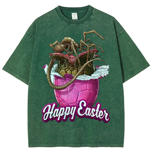 "Happy Easter" Alien Parasite Egg Washed T-Shirt