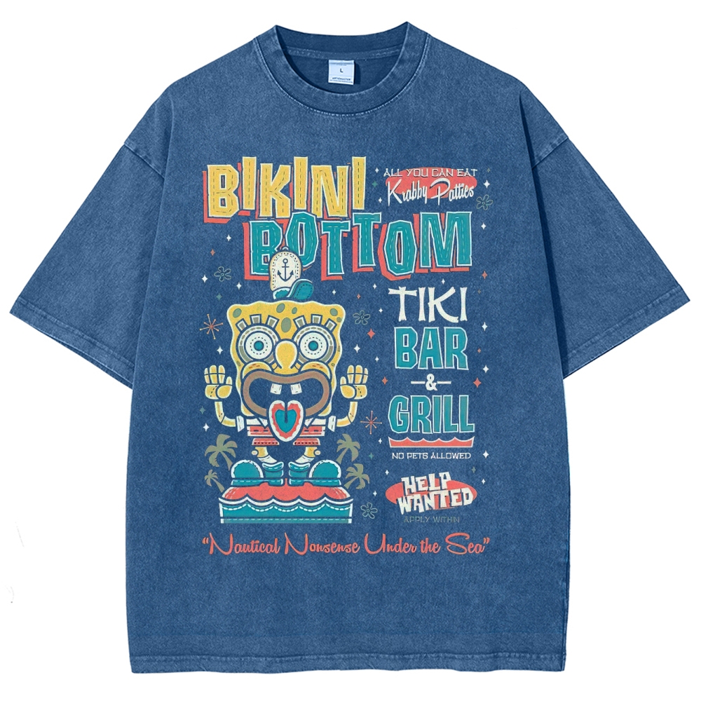 Bikini Bottom Tiki Bar Washed T-Shirt 