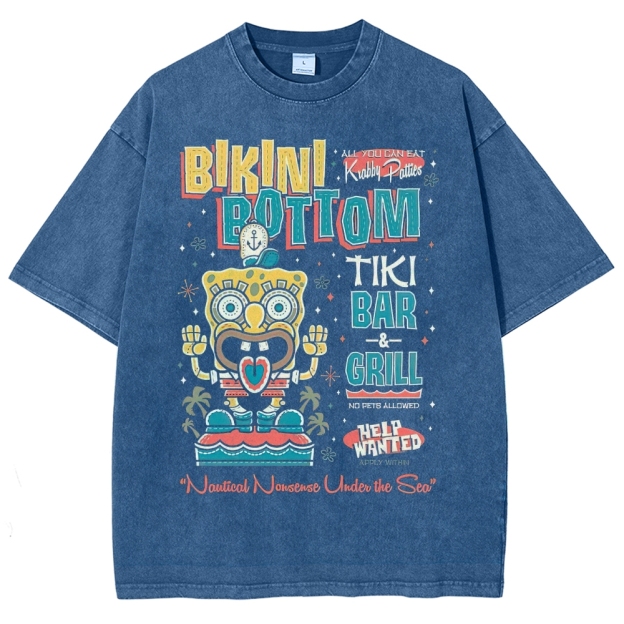 Bikini Bottom Tiki Bar Washed T-Shirt 