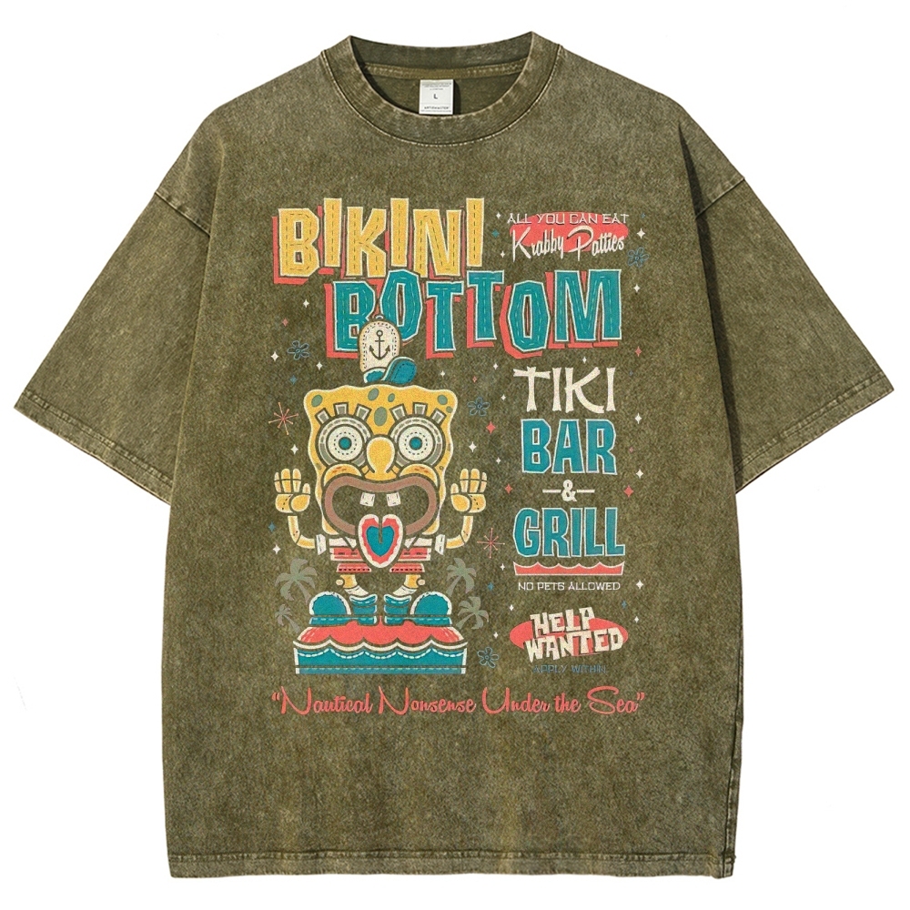 Bikini Bottom Tiki Bar Washed T-Shirt 